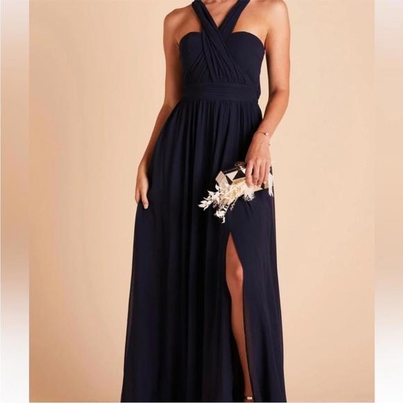 Birdy Grey Grace convertible Chiffon Dress Navy Blue Size L - Picture 2 of 12
